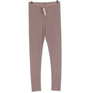NWT Forever 21 Leggings Womens L Pink Glitter Metallic Stretch High Rise Glam